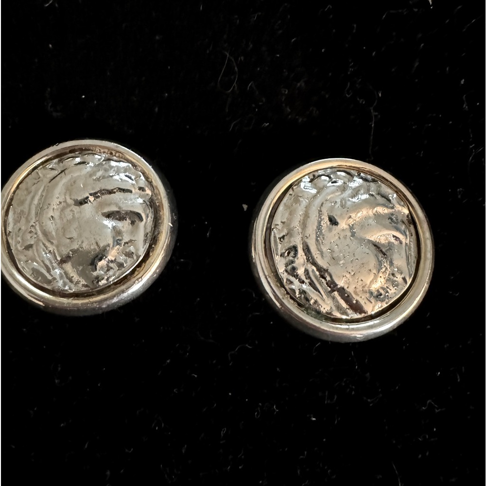 Silver coin clip on earrings